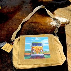 Vintage addiction bag made from recycled military tents.